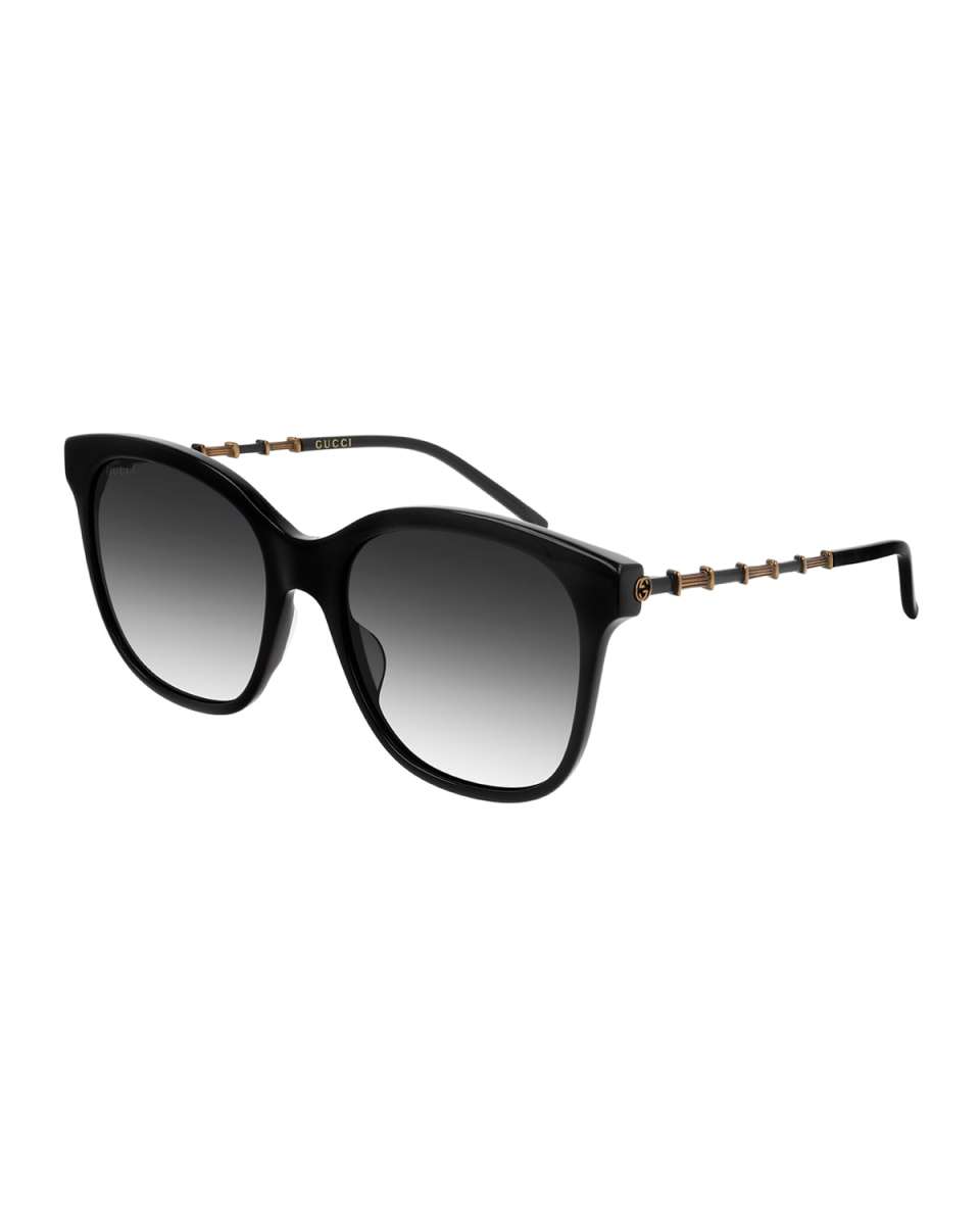 Square Acetate Bamboo Effect Arms Sunglasses